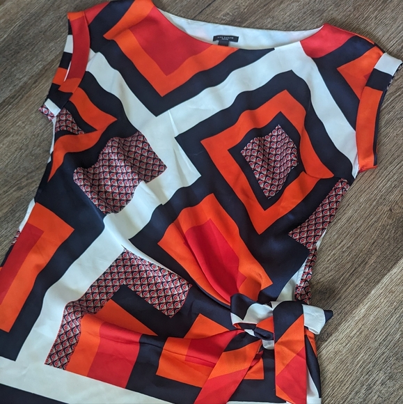 Ann Taylor, petite medium, orange white black and red. - Picture 2 of 6